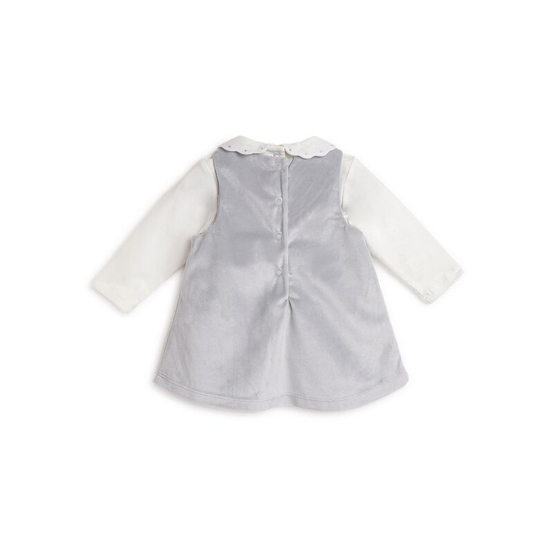 Girls Light Grey Applique T-shirt with Dress image number 1